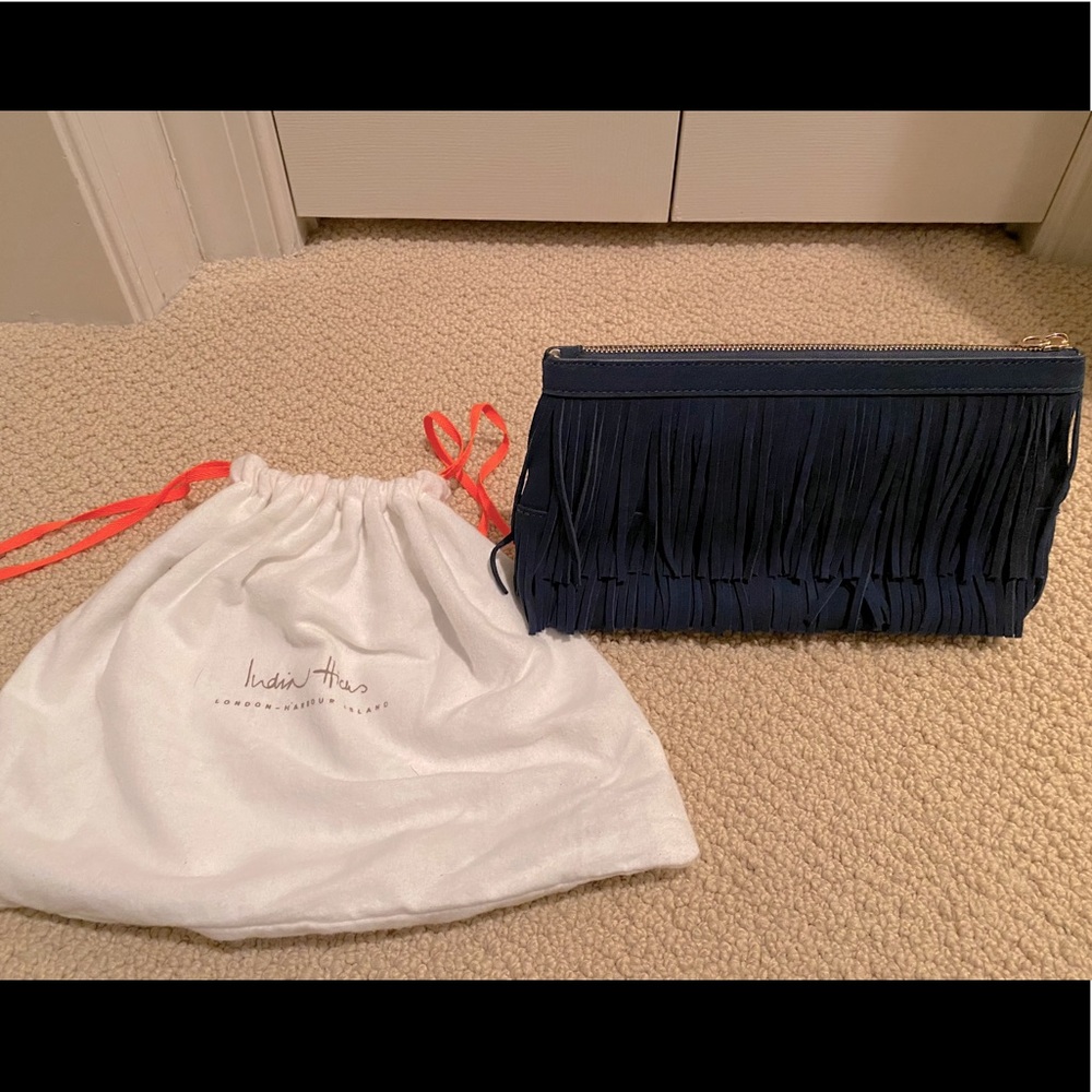 Blue Tasseled India Hicks clutch